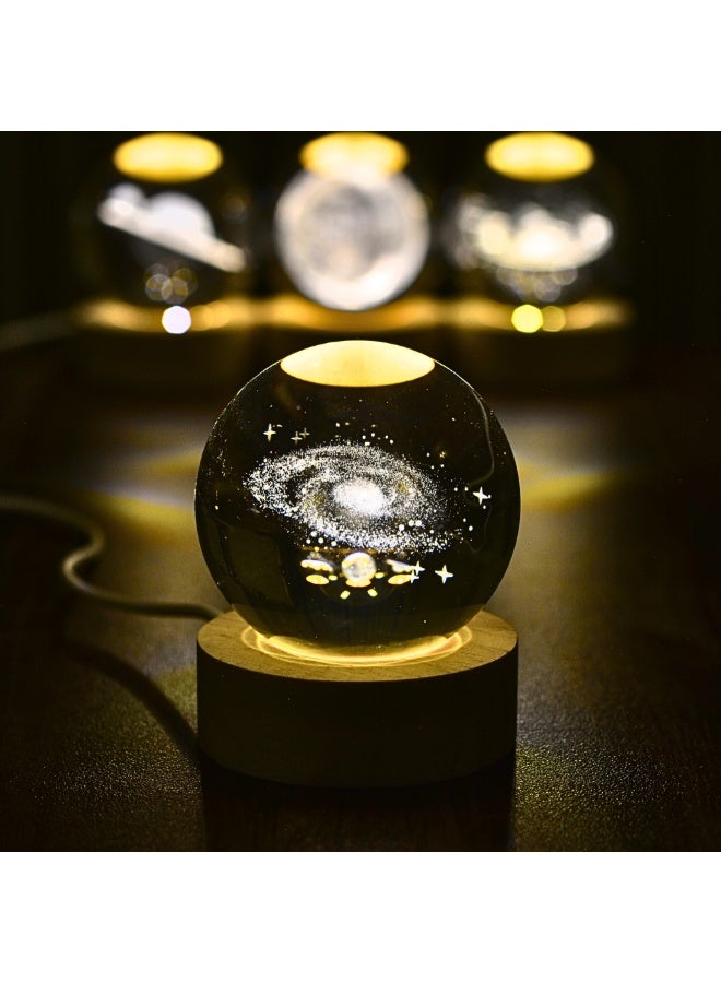 3D Galaxy Crystal Ball with LED Stand – 60mm Glass Space Sphere Night Light - Image 3